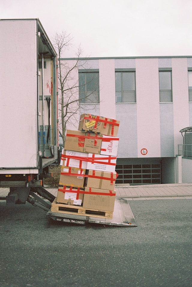 moving truck being loaded